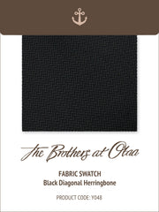 Black Diagonal Herringbone Y048 Fabric Swatch