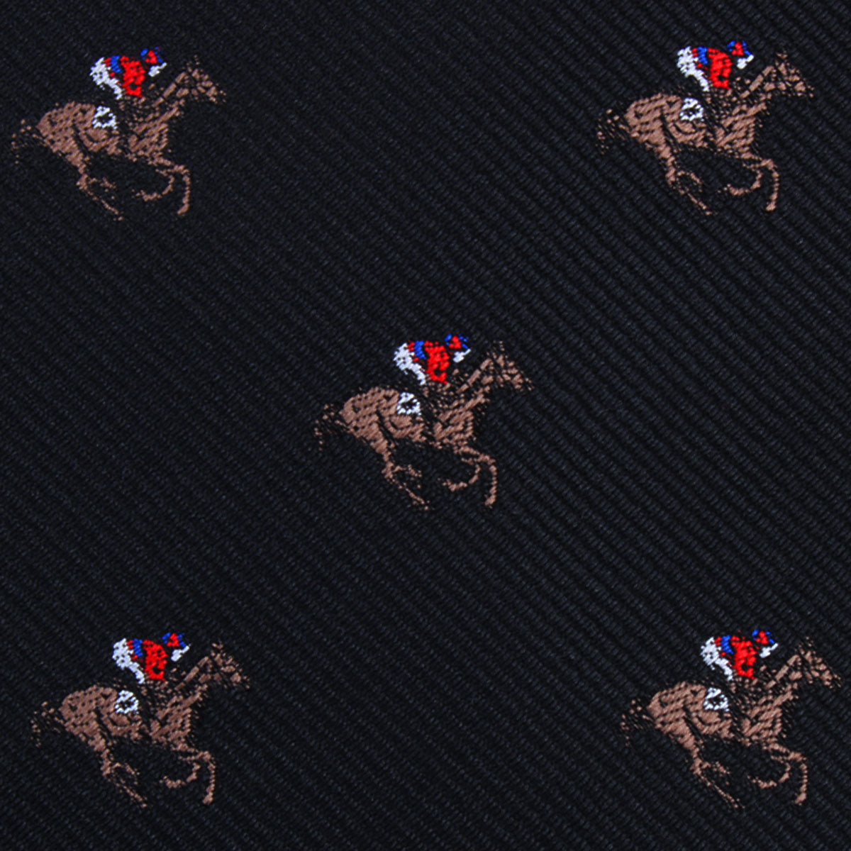 Black Melbourne Race Horse Necktie Fabric