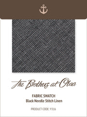 Black Needle Stitch Linen Y316 Fabric Swatch