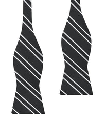 Black Double Stripe Self Bow Tie