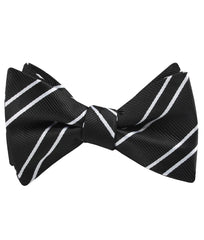 Black Double Stripe Self Tied Bow Tie