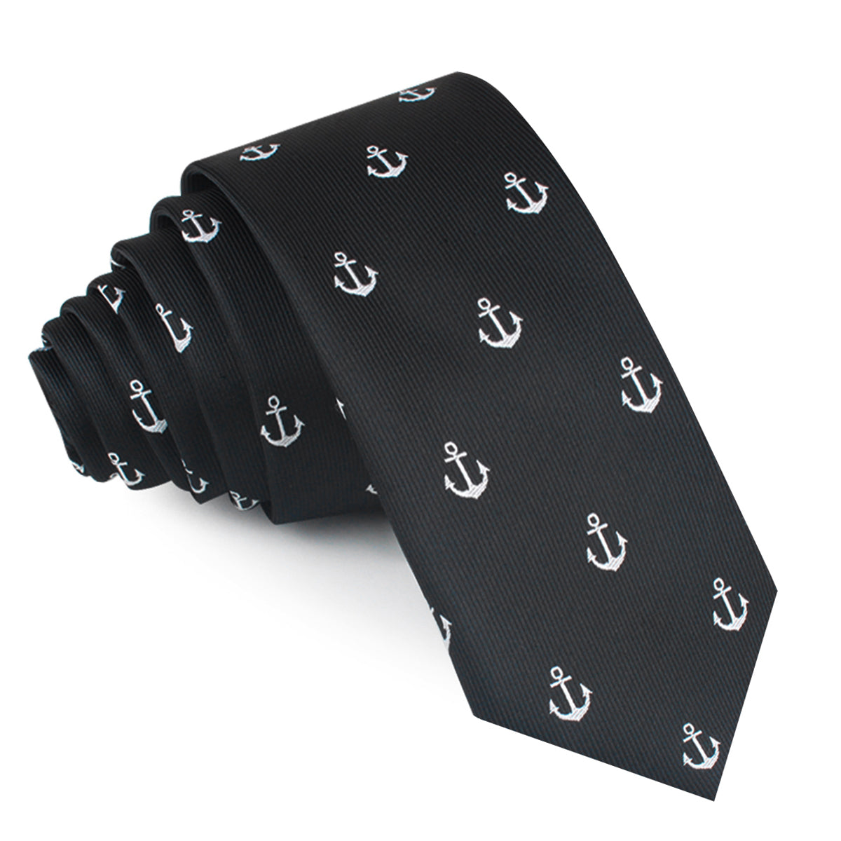 Black Anchor Skinny Tie