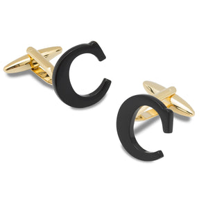 Black And Gold Letter C Cufflinks