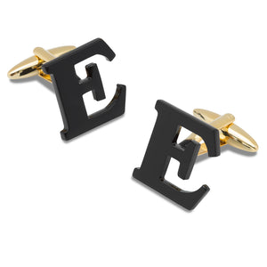 Black And Gold Letter E Cufflinks