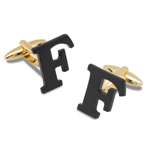 Black And Gold Letter F Cufflinks