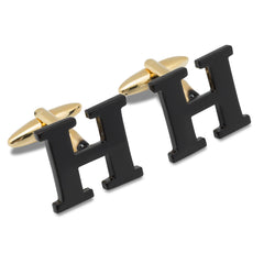 Black And Gold Letter H Cufflink