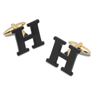 Black And Gold Letter H Cufflinks