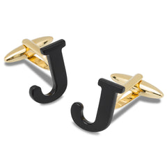 Black And Gold Letter J Cufflinks