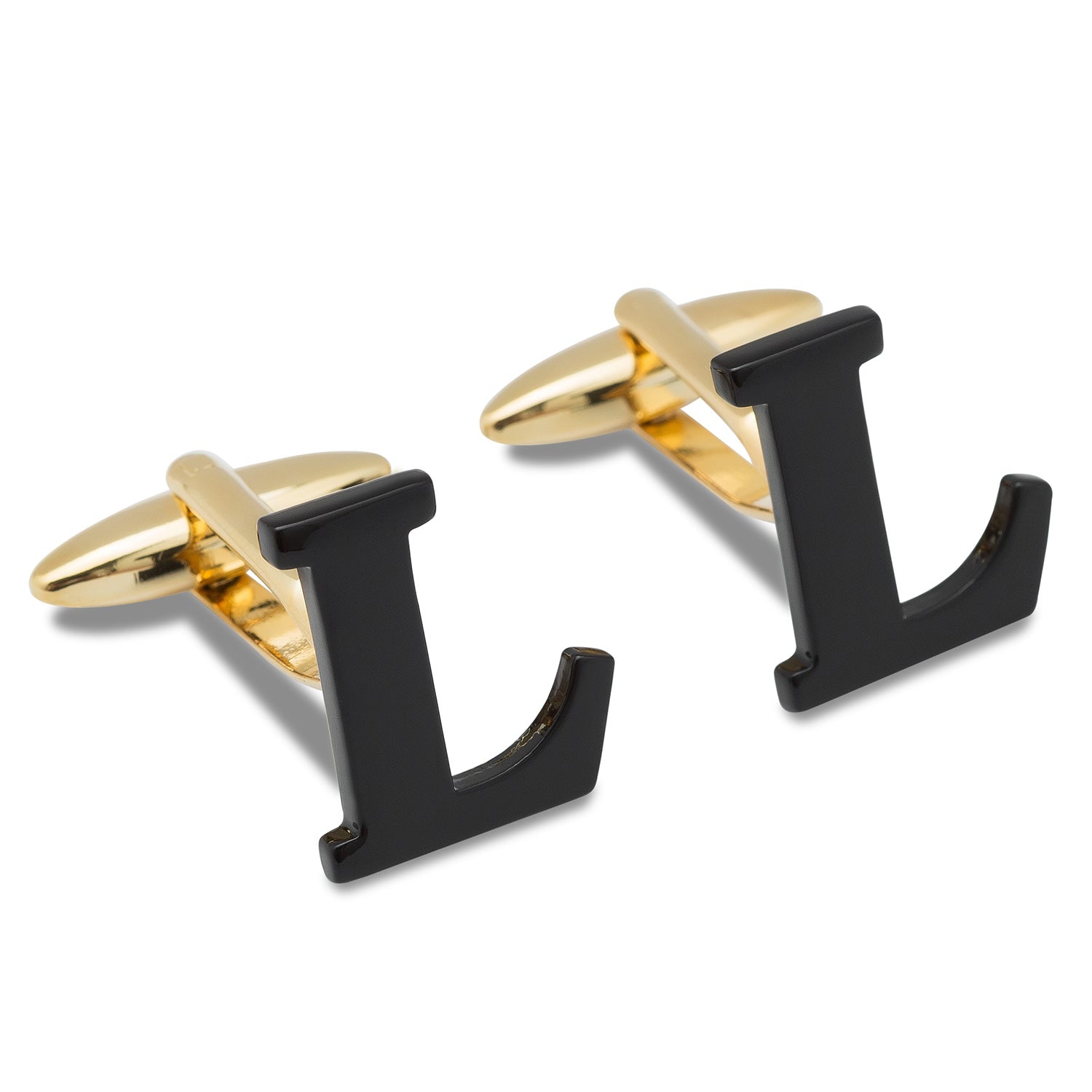 Black And Gold Letter L Cufflink
