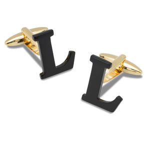 Black And Gold Letter L Cufflinks