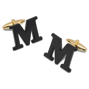 Black And Gold Letter M Cufflinks