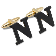 Black And Gold Letter N Cufflink