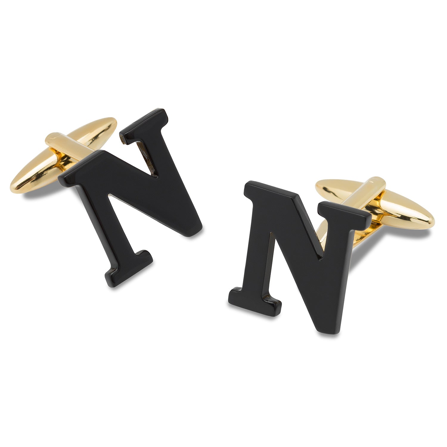 Black And Gold Letter N Cufflinks