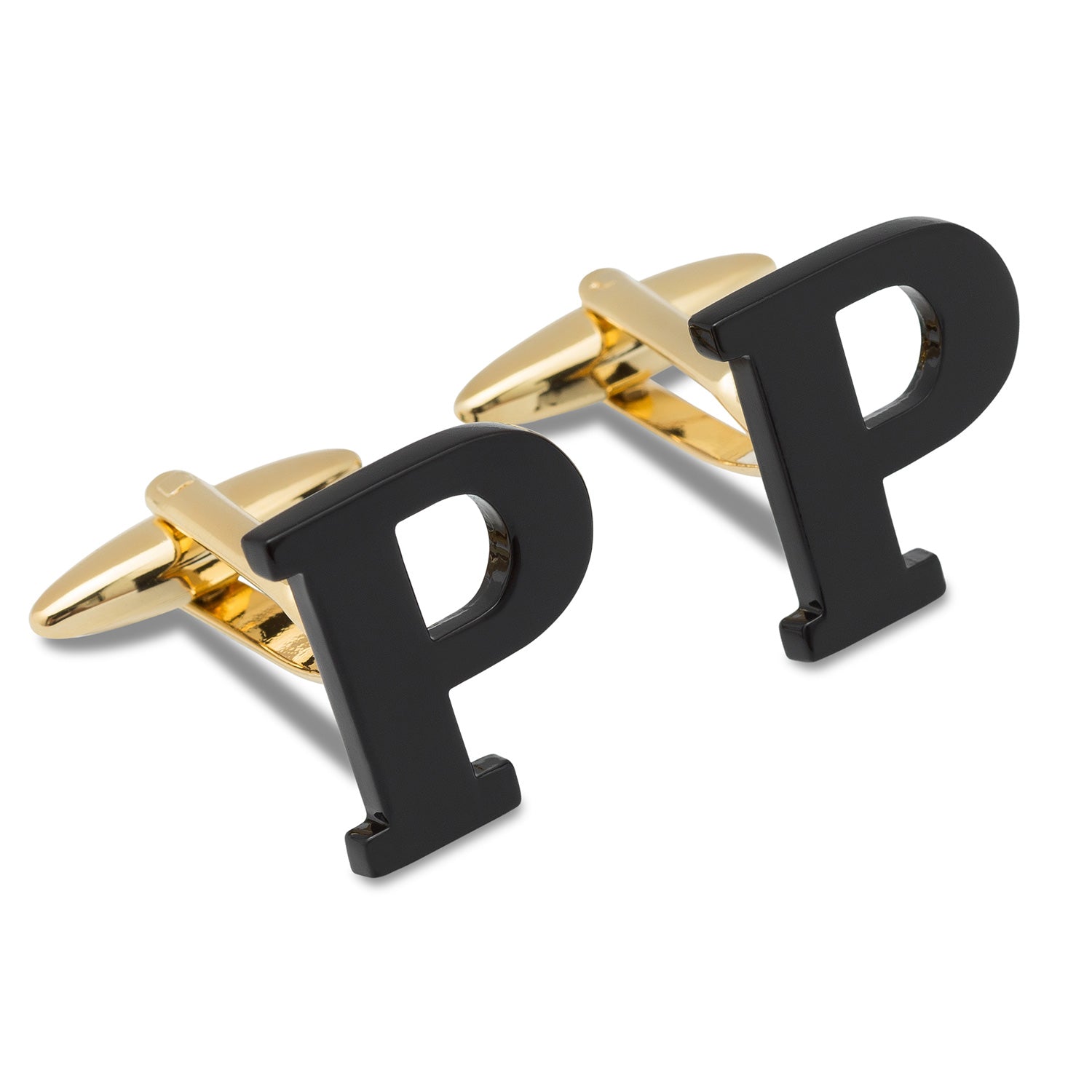 Black And Gold Letter P Cufflink