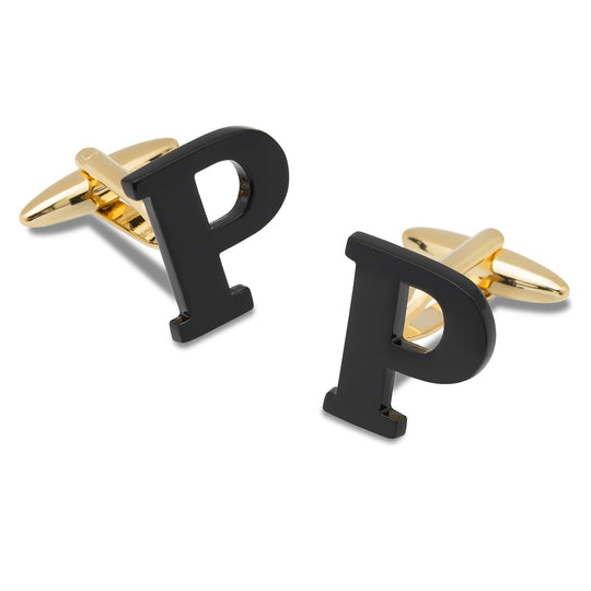 Black And Gold Letter P Cufflinks