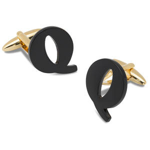 Black And Gold Letter Q Cufflinks