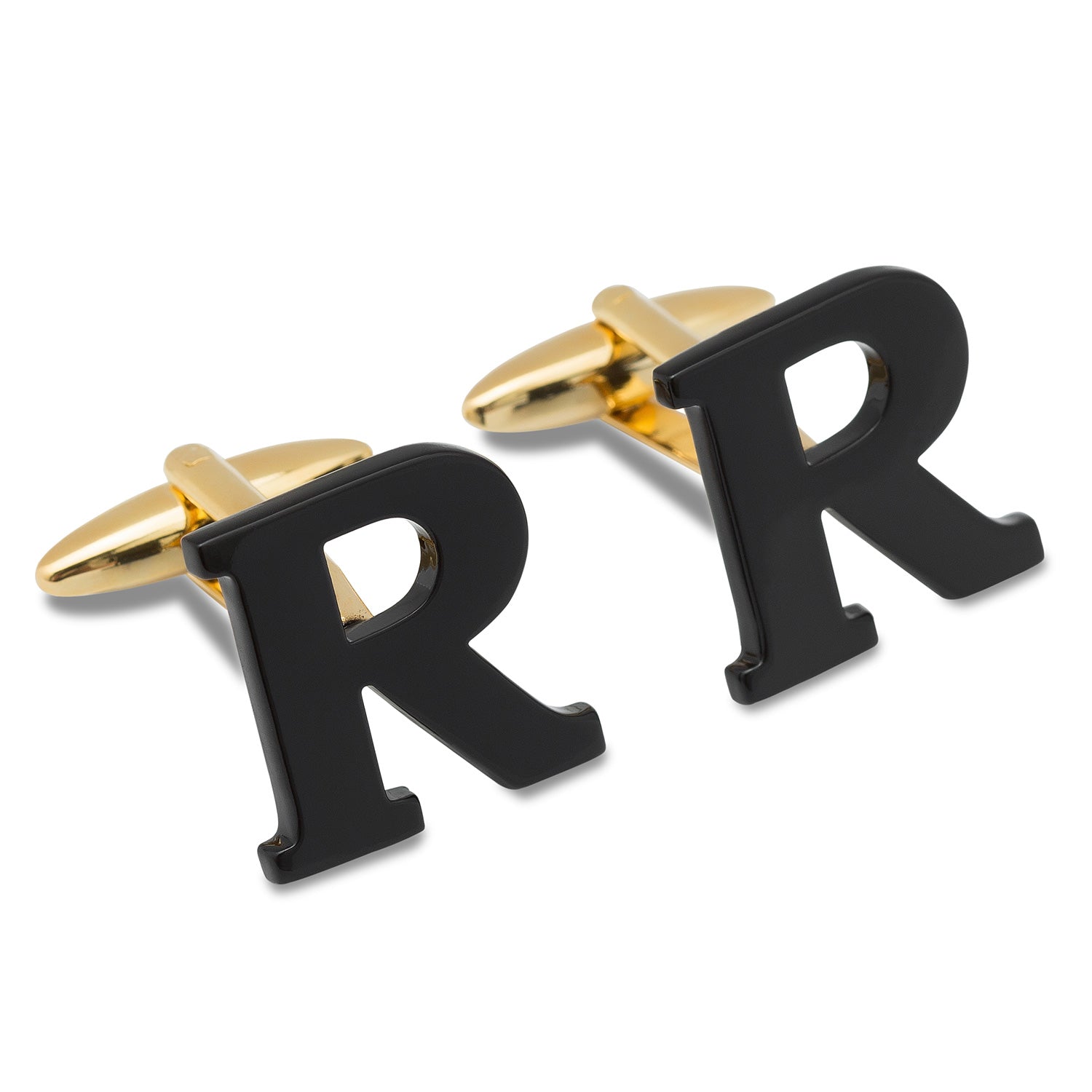 Black And Gold Letter R Cufflink