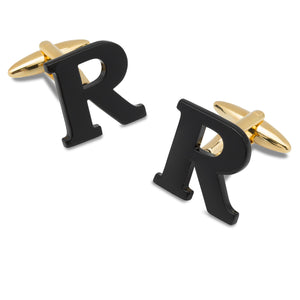 Black And Gold Letter R Cufflinks
