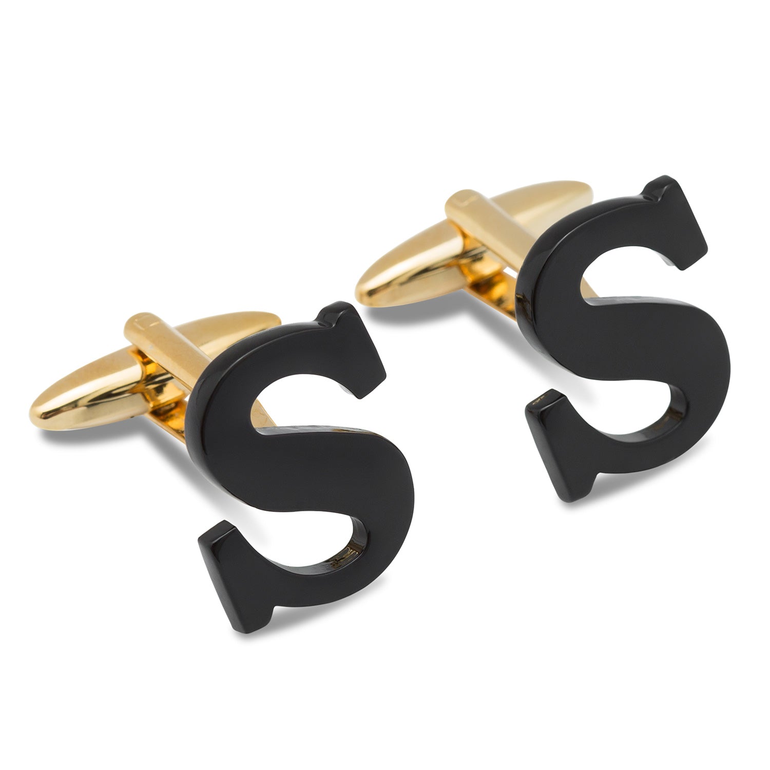 Black And Gold Letter S Cufflink