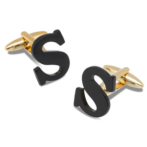 Black And Gold Letter S Cufflinks