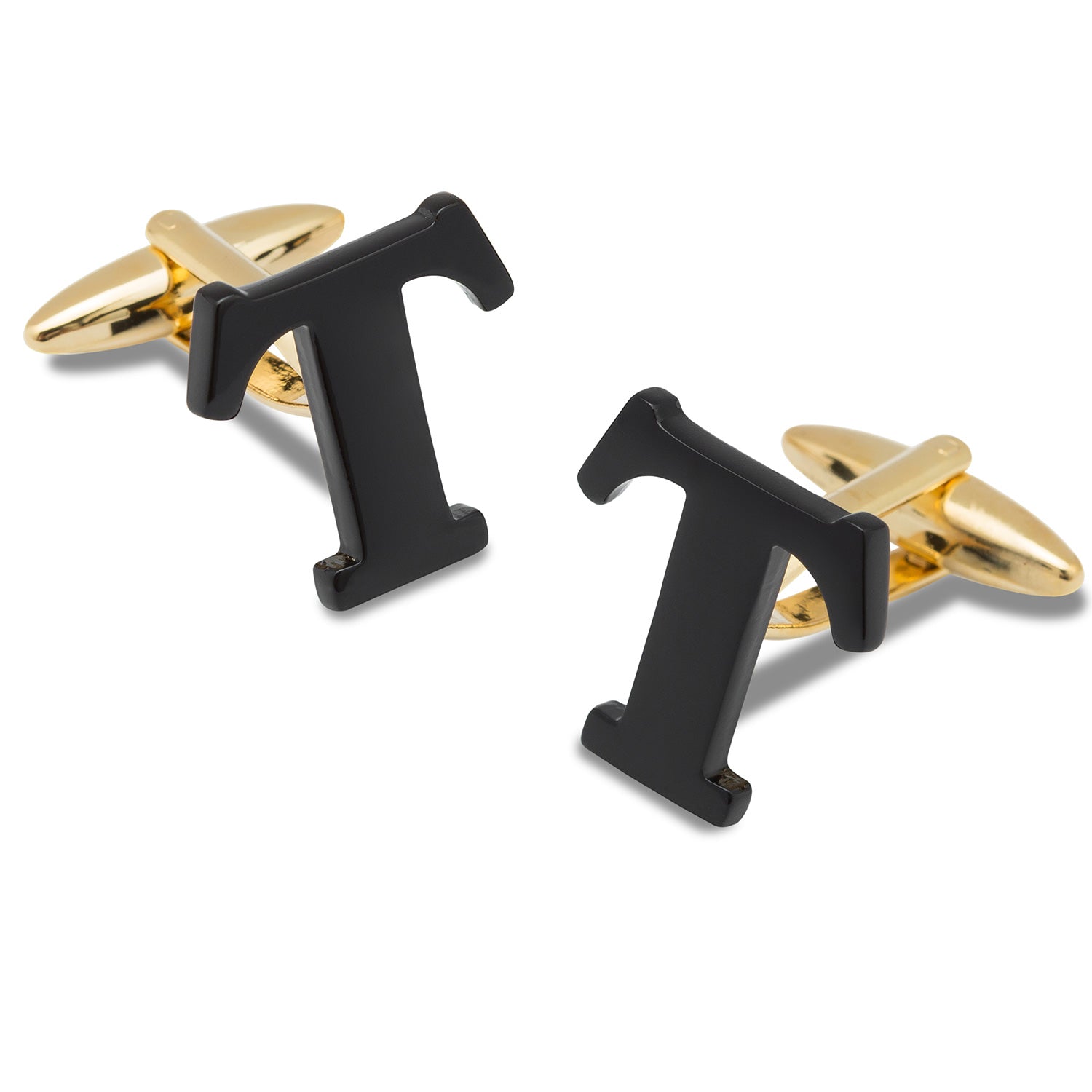 Black And Gold Letter T Cufflinks
