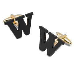 Black And Gold Letter W Cufflinks