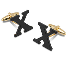 Black And Gold Letter X Cufflinks