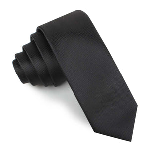 Black Basket Weave Skinny Tie