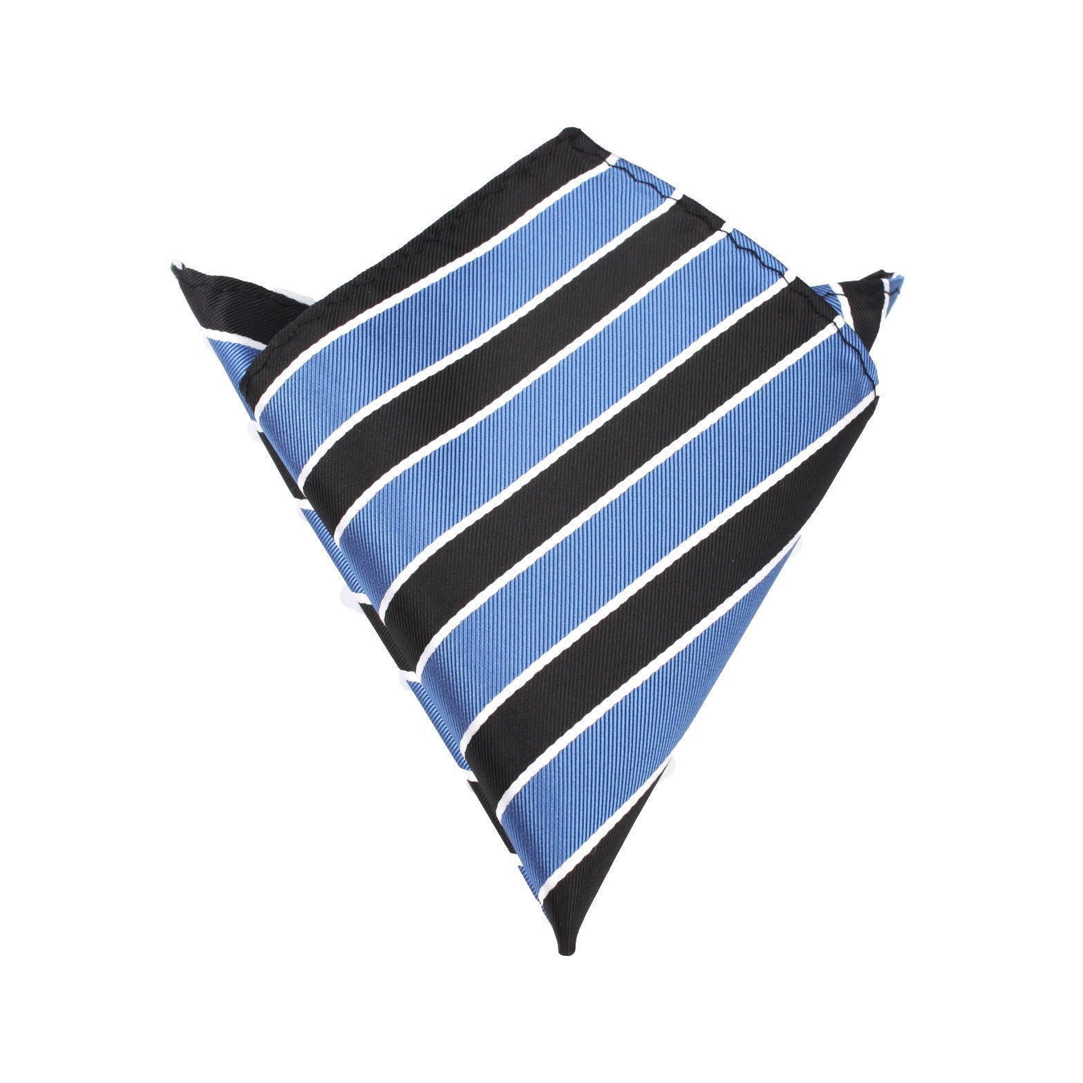 Black Blue White Striped Pocket Square