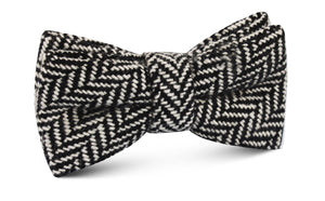 Black Chevron Wool Bow Tie