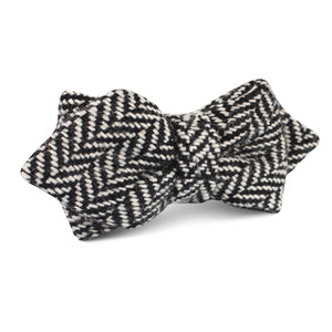 Black Chevron Wool Diamond Bow Tie