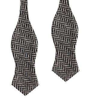 Black Chevron Wool Diamond Self Bow Tie