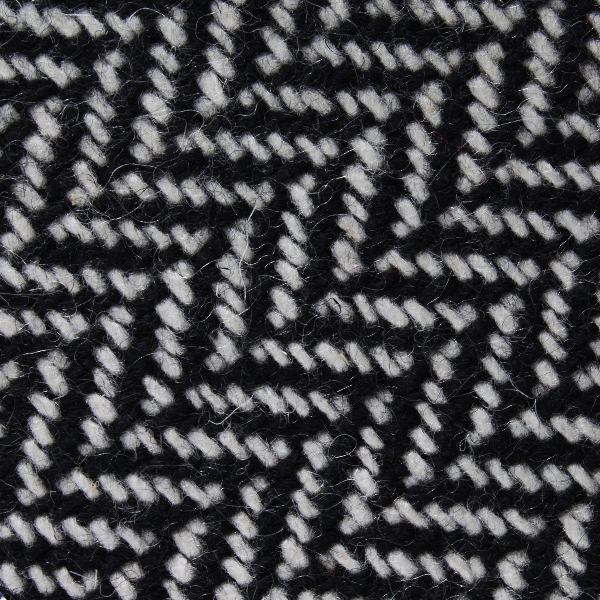 Black Chevron Wool Fabric Pocket Square