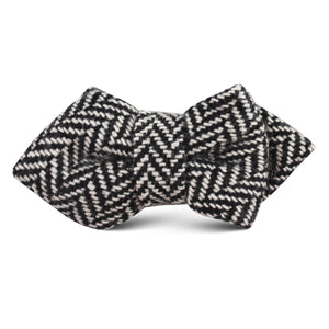 Black Chevron Wool Kids Diamond Bow Tie