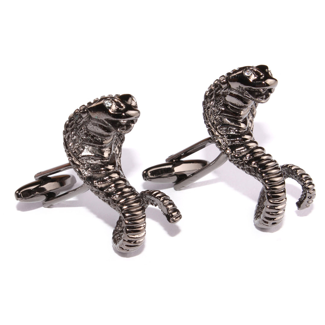 Black Cobra Snake Cufflinks Front OTAA