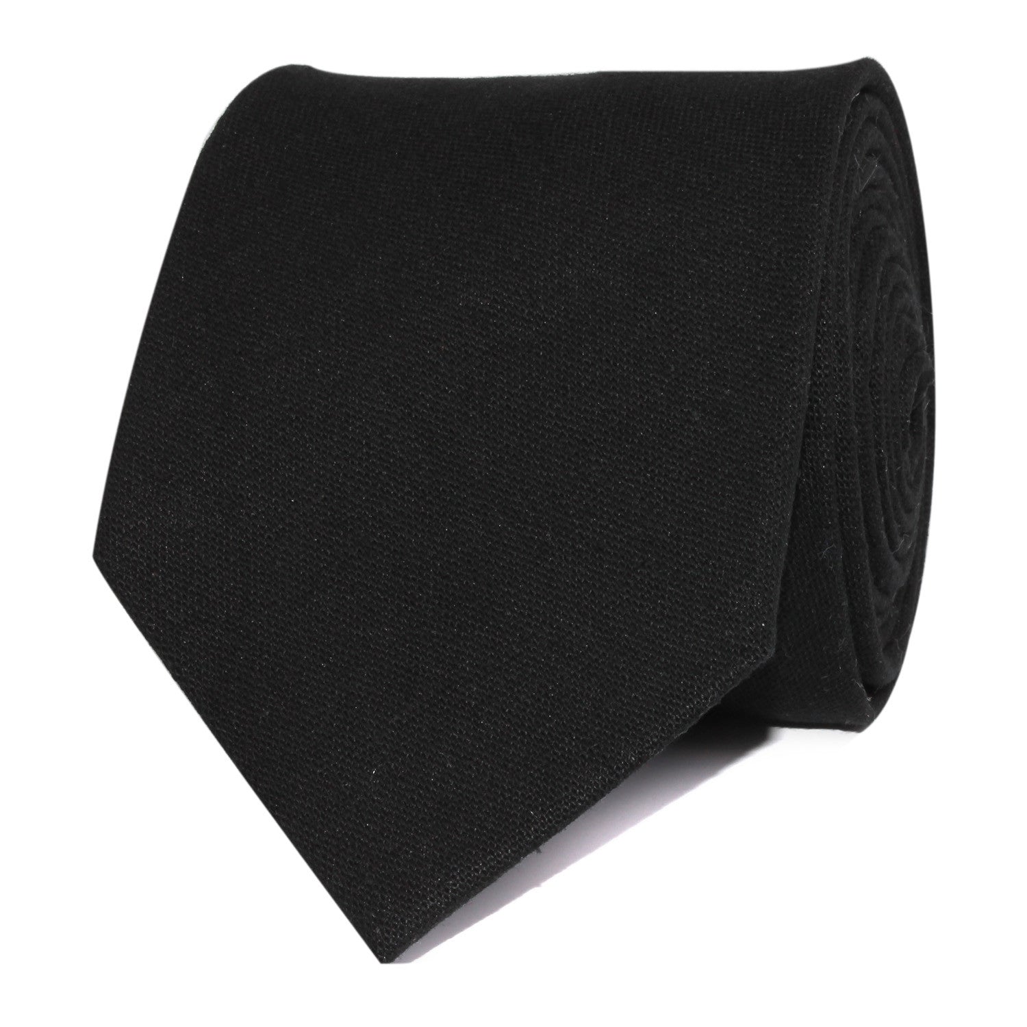 Black Cotton Necktie Front