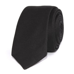 Black Cotton Skinny Tie Front