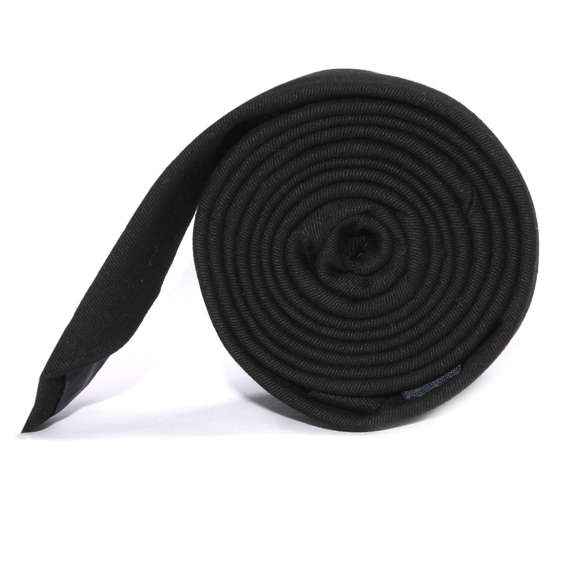 Black Cotton Necktie Side roll