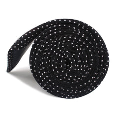 Black Cotton with Mini White Polka Dots Necktie Side Roll