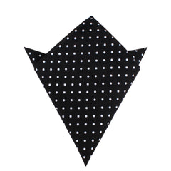Black Cotton with Mini White Polka Dots Pocket Square