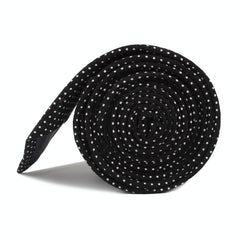 Black Cotton with Mini White Polka Dots Skinny Tie Side Roll