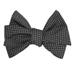 Black Cotton with White Mini Polka Dots Self Tie Bow Tie