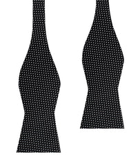 Black Cotton with White Mini Polka Dots Self Tie Bow Tie