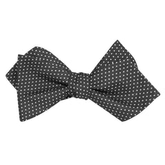 Black Cotton with White Mini Polka Dots Self Tie Diamond Tip Bow Tie 1