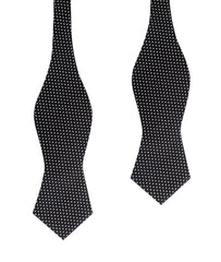 Black Cotton with White Mini Polka Dots Self Tie Diamond Tip Bow Tie