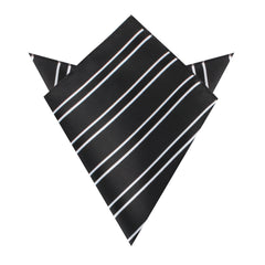 Black Double Stripe Pocket Square