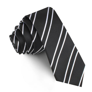 Black Double Stripe Skinny Tie