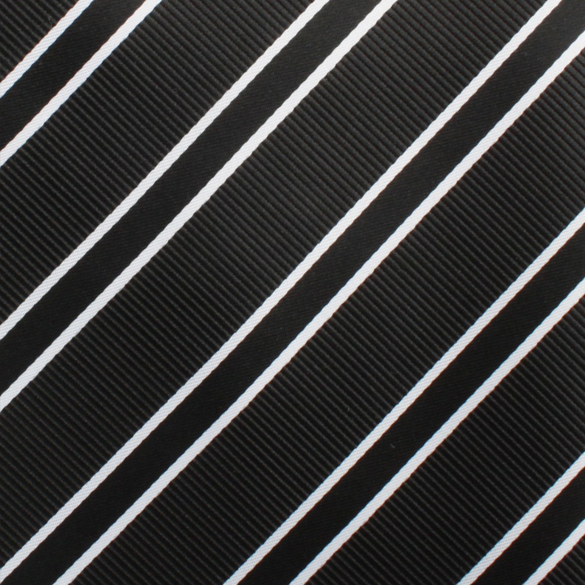 Black Double Stripe Skinny Tie Fabric