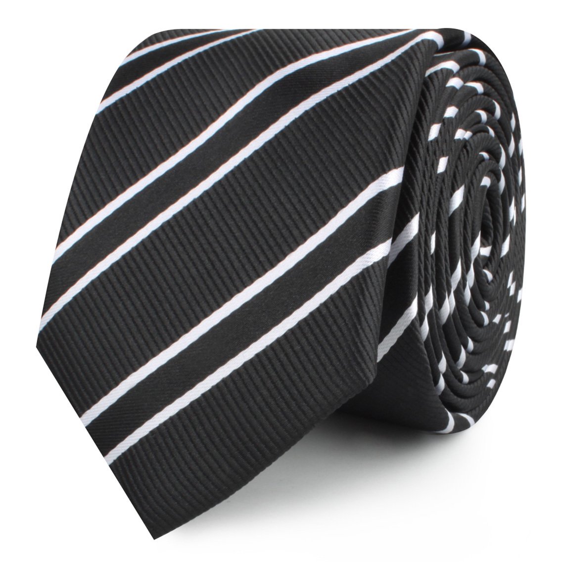 Black Double Stripe Skinny Ties