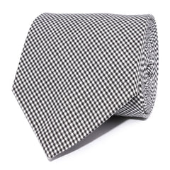Black Gingham Cotton Necktie Front